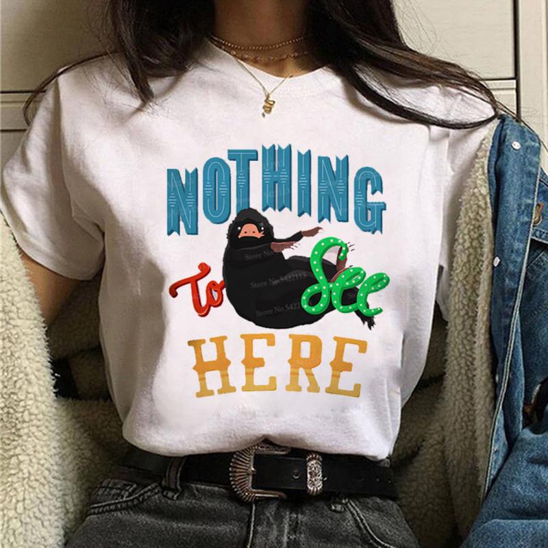 New Women Tshirt Comics Design Feather Print Oversized T Shirt Harajuku Kawaii Clothes Female Short Sleeve Unisex Top Tees