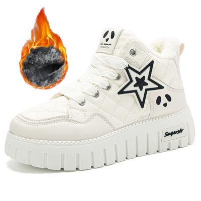 34-42 Зимние женские большие модные с толстой подошвой высокие кроссовки с бархатной теплой подкладкой, высокие хлопковые ботинки, сноубутсы