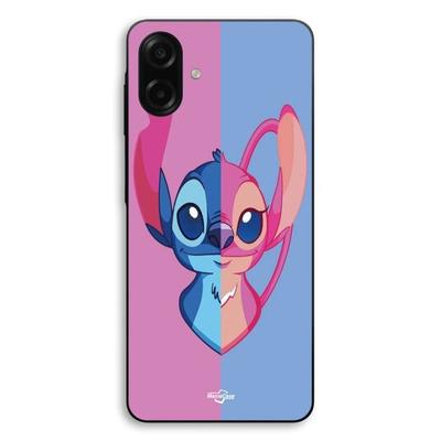 Coque Pour Samsung Galaxy A07 Stitch Et Angel Bleu Et Rose Maniacase