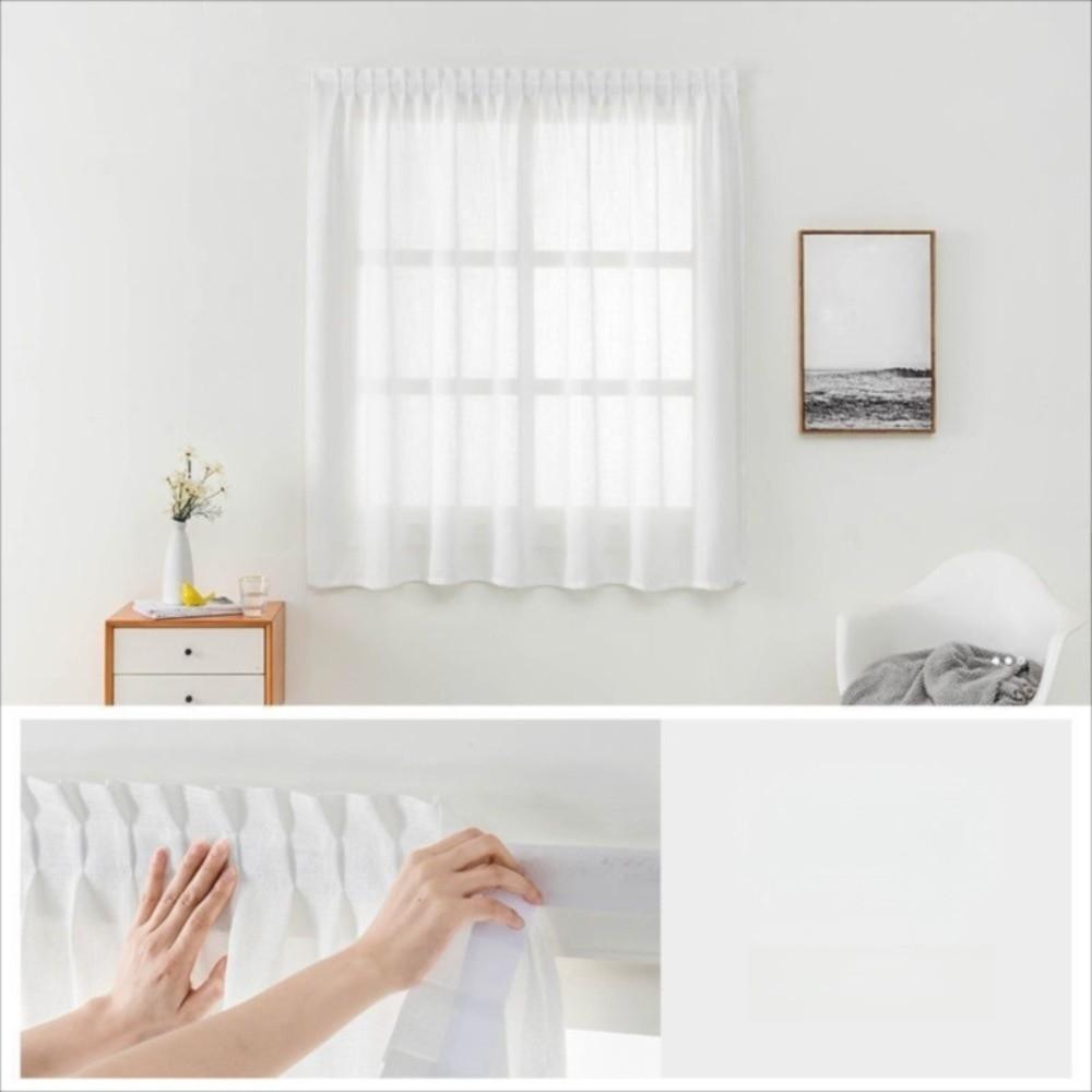 White Sheer Curtain Magic Sticker Semi-Sheer Curtain Modern Chiffon Sheer Curtain Home Decor
