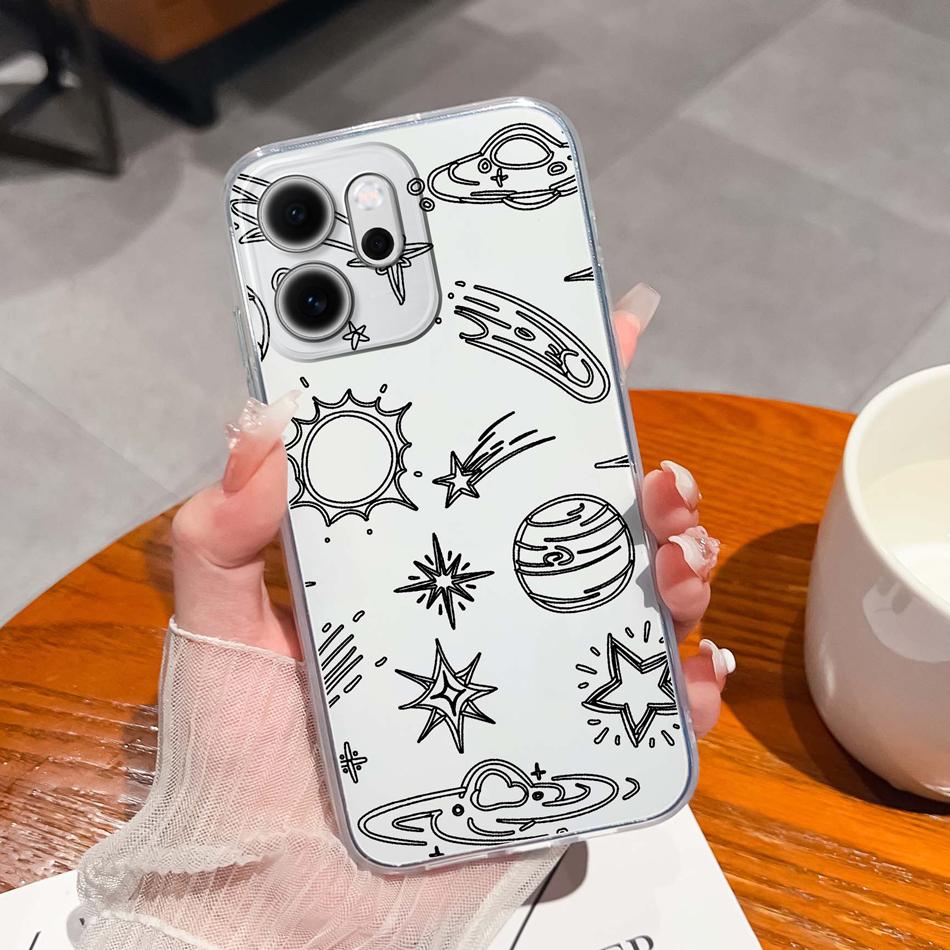 Чехол для телефона Oppo Reno 14F 5G Стильные узоры для отдыха Мягкий силикон ТПУ Прозрачная легкая крышка Для Oppo Reno14 F Чехол