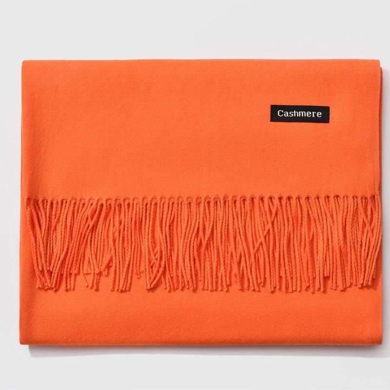 Women Men Pure Color Pashmina Wool Cashmere Scarf Shawl Unisex Accessories