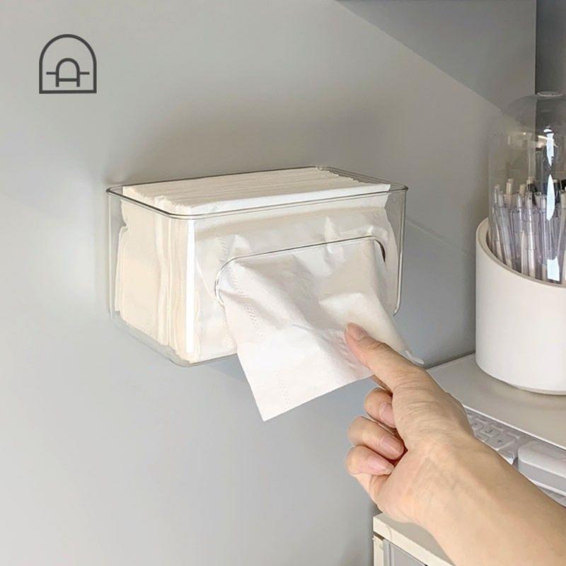 Акриловая настенная коробка для салфеток Прозрачная коробка для хранения бумажных полотенец Коробка для салфеток Туалетная бумага без перфоратора Бытовой диспенсер для салфеток