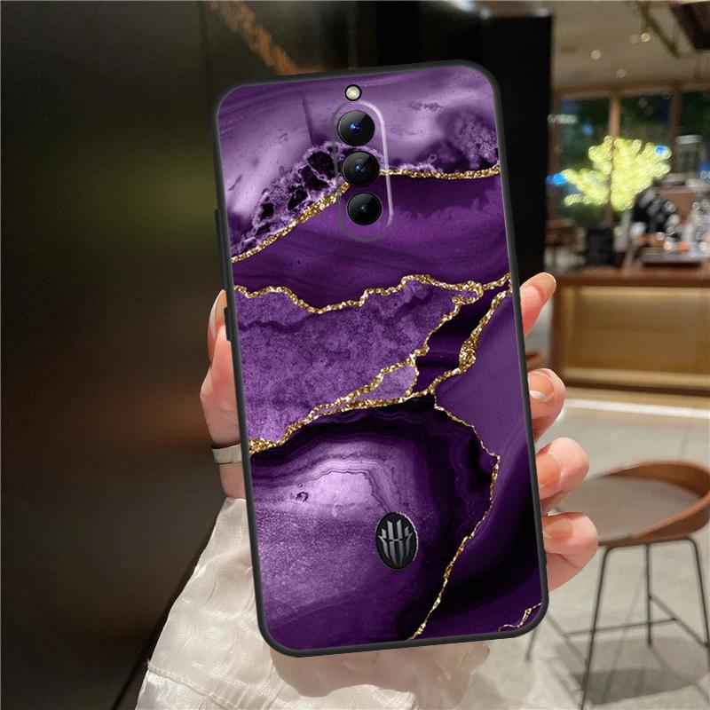 Teal Blue Gold Agate Marble Case For ZTE Nubia Red Magic 8 Pro 8S Pro Plus RedMagic 9 Pro Plus 6 7 6S 7S 6R 5S 5G Cover