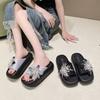 Fashion Shoes Woman 2025 Slippers Casual Platform Glitter Slides Rubber Flip Flops Pantofle Luxury Summer Jelly Hawaiian New Soft Crysta