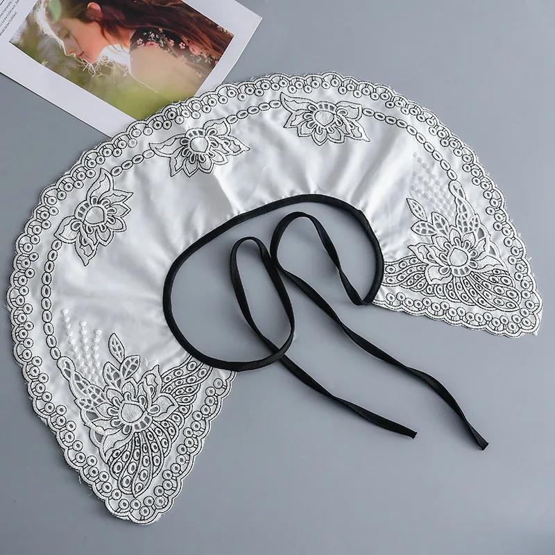 Women Embroidery Shirt Fake Collar Lapel Floral Dress Flase Collar Small Shawl Scarf Cape Girls Shirt Lace Detachable Collars