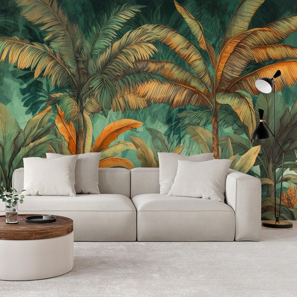 Wallpaper Palm Trees In a Jungle Landscape