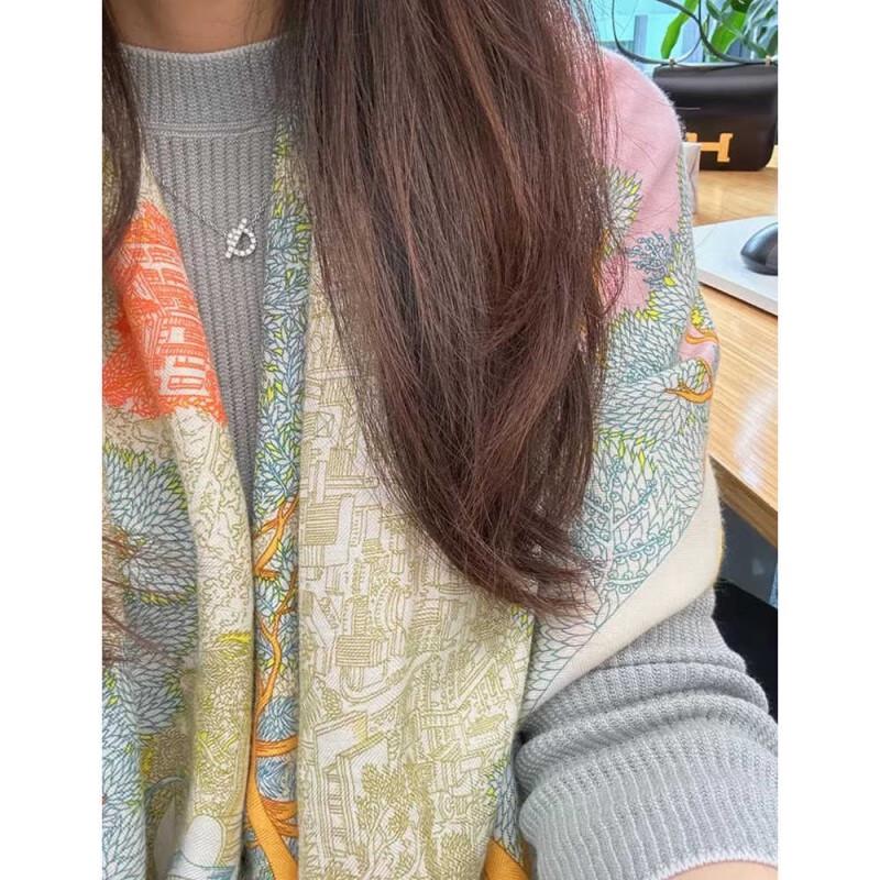 NINA SOLOR Nature-Inspired Silk Wool Square Scarf