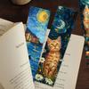 32pcs, Van Gogh series cat bookmarks, suitable for back-to-school season, Christmas, Halloween, teachers, readers, and birthdays