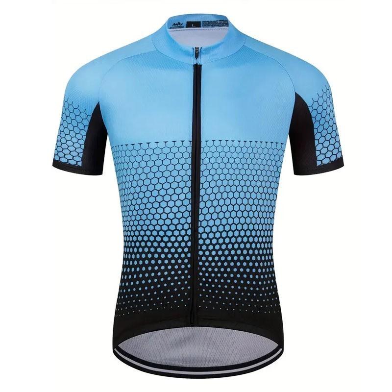 Men Women Cycling Jersey Short Sleeve Quick Dry Breathable Road Bike Top With Full Zipper