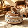 PU Leather Round Sofa Stool Cover Space-Saving Tatami Sitting Mat Storage Leg Bench  Apartment