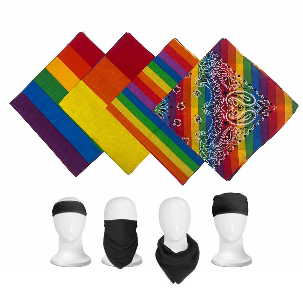 4Pcs Square Scarf Multifunctional Headscarves for Men and Women Soft Scarves Headwear for Music Festivals and Parties