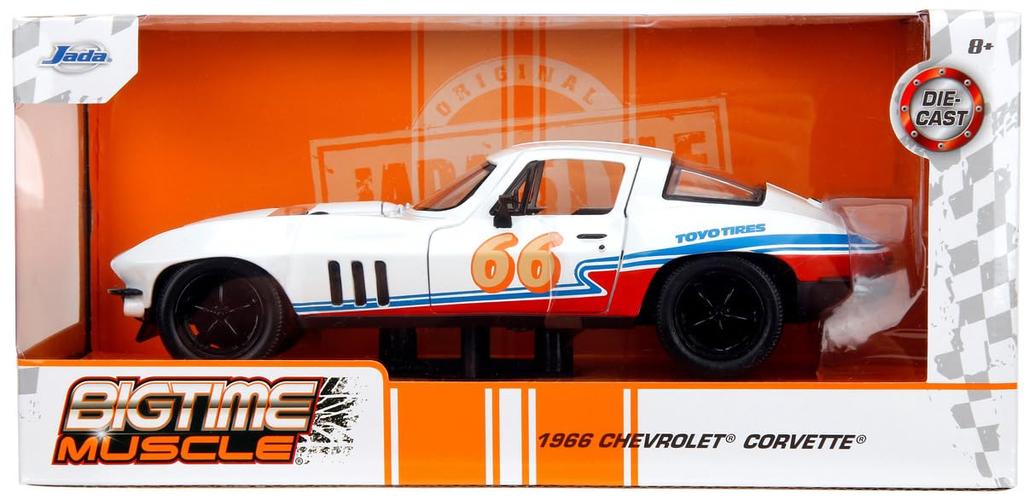 Jada Toys BIGTIME MUSCLE 1966 Chevy Corvette Белый Готовый продукт JADA35205 1/24 #66