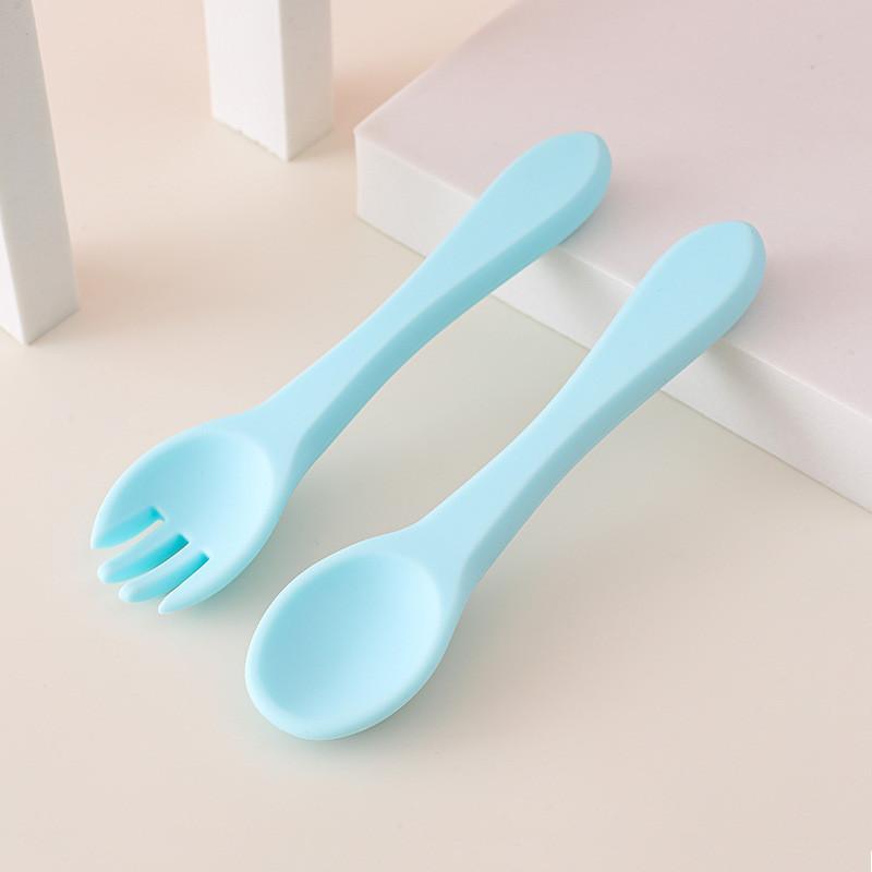 Детская деревянная ручка силиконовая вилка и ложка Главная Дополнительный набор деревянная ручка силиконовая вилка и ложка детская ложка для кормления устойчивая к падениям
