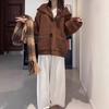 Lazy Wind Casual Hooded Knitted Cardigan Women's Autumn and Winter New Loose Versatile Soft Waxy Sweater Jacket Women's Trend