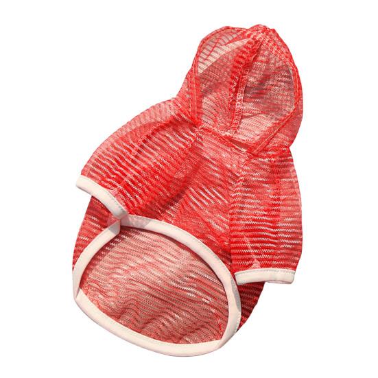 Одежда для домашних животных Легкая сетчатая ткань с капюшоном и коротким рукавом Дышащая одежда для защиты от солнца Легко стирается Быстросохнущая жилетка для домашних животных