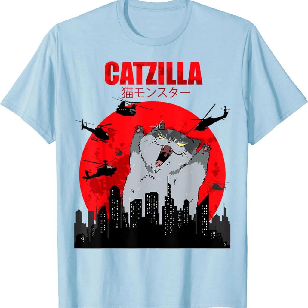 Funny Cute Art Japanese Cat Graphic For Cat Lover Catzilla T-Shirt