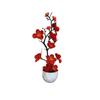 Red Fake Wintersweet Flower Bonsai with White Pot Artificial Faux Plants  Living Room Ornaments