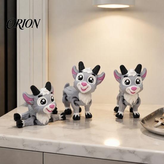 Сочлененная фигурка животного 1/2 шт., 3D-печатная коза-игрушка-антистресс, мультяшная фигурка, миниатюрная модель с подвижными суставами, для украшения рабочего стола, гибкая