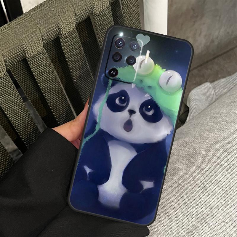 Чехол с милым кавайным животным-пандой для Oppo A80 A60 A40 A94 A54 A98 A78 A18 A38 A58 A16 A76 A96 A17 A77 A74 A57S A15