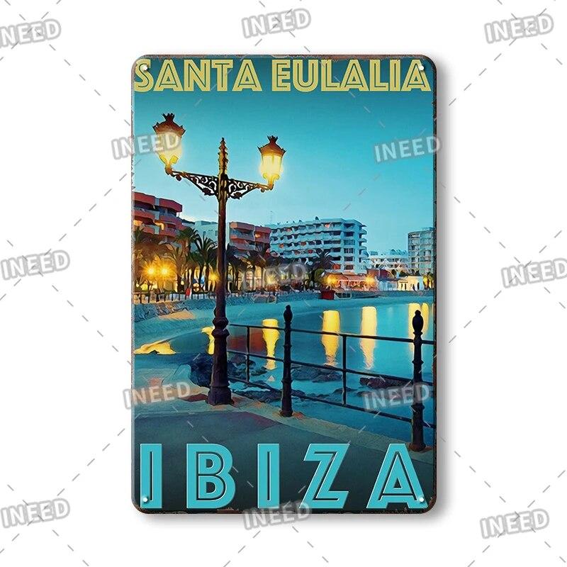 Mfoever Vintage City Landscape Tin Sign London Mexico Paris Florida Posters Travel Scenery Wall Stickers Iron Painting Bar Decoration
