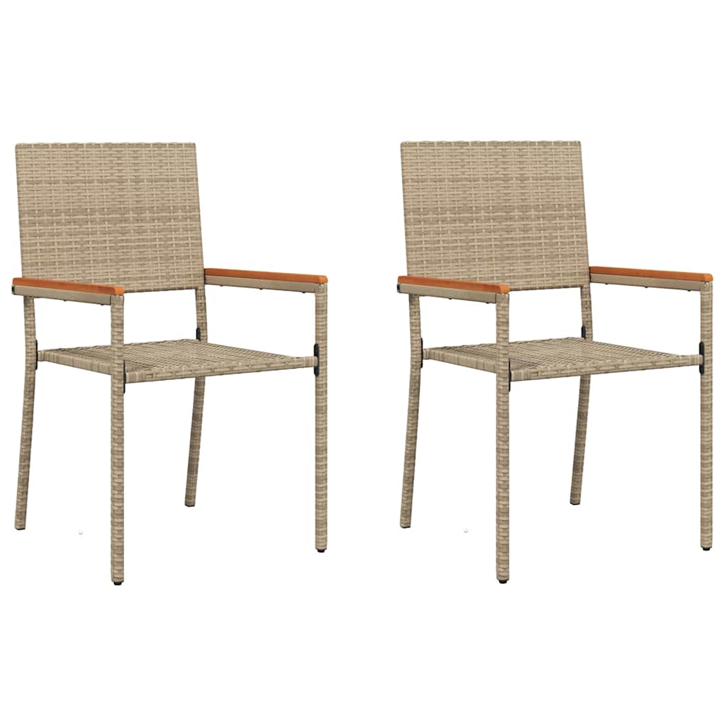 Garden Stackable Chairs 2 pcs Cream and Brown 54 x 56 x 90 cm