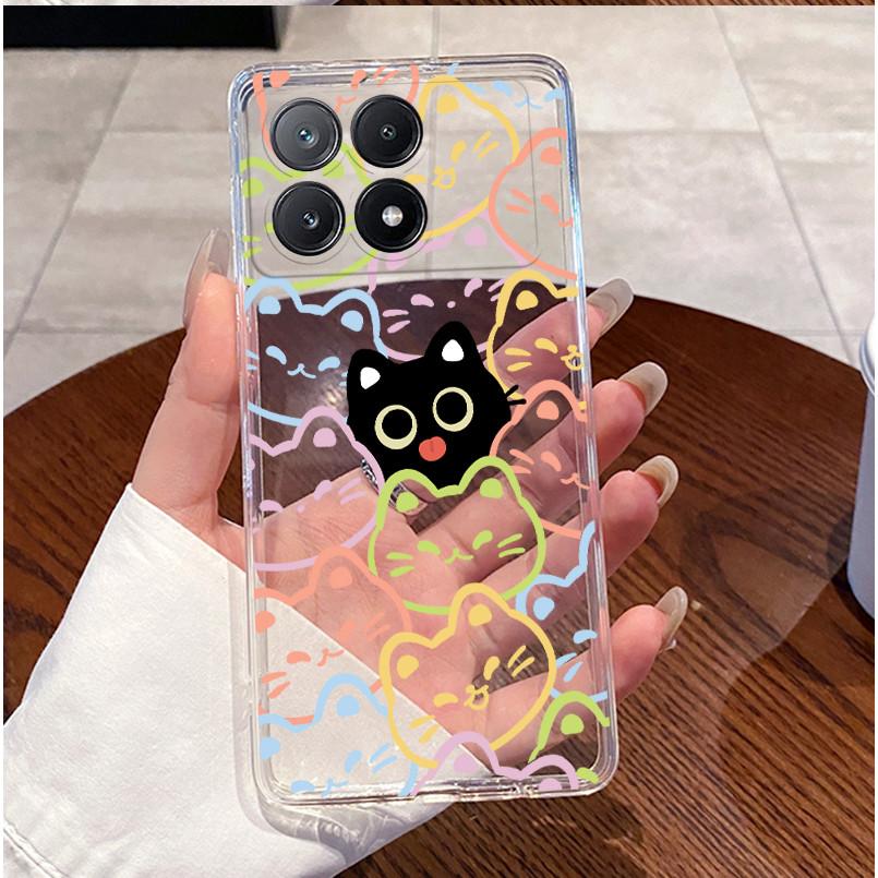 Чехол для Poco X6 Pro 5G/Poco X6 5G Прозрачный Роскошный Милый Кролик с Сердечками Забавный Мягкий Силиконовый Чехол для Телефона PocoX6 X6Pro Прозрачная Задняя Крышка
