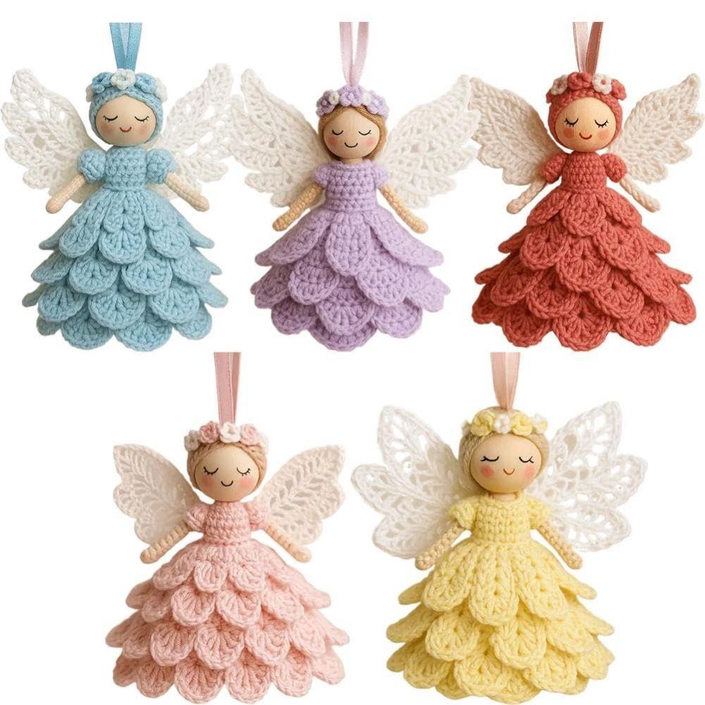 DIY Kit Crochet Angel Ornament Kit Handmade Yarn Craft Set for Christmas Tree Decoration