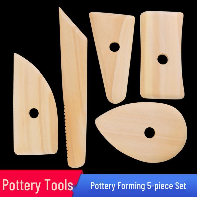 5-Piece Wooden Ceramic & Polymer Clay Sculpture Tool Set