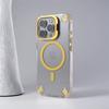Alloy Camera Stand Holder for Magsafe Phone Case For iPhone 16 Pro Max 15 Pro 14 13 12 11 Airbag Anti-fall Clear Acrylic Cover