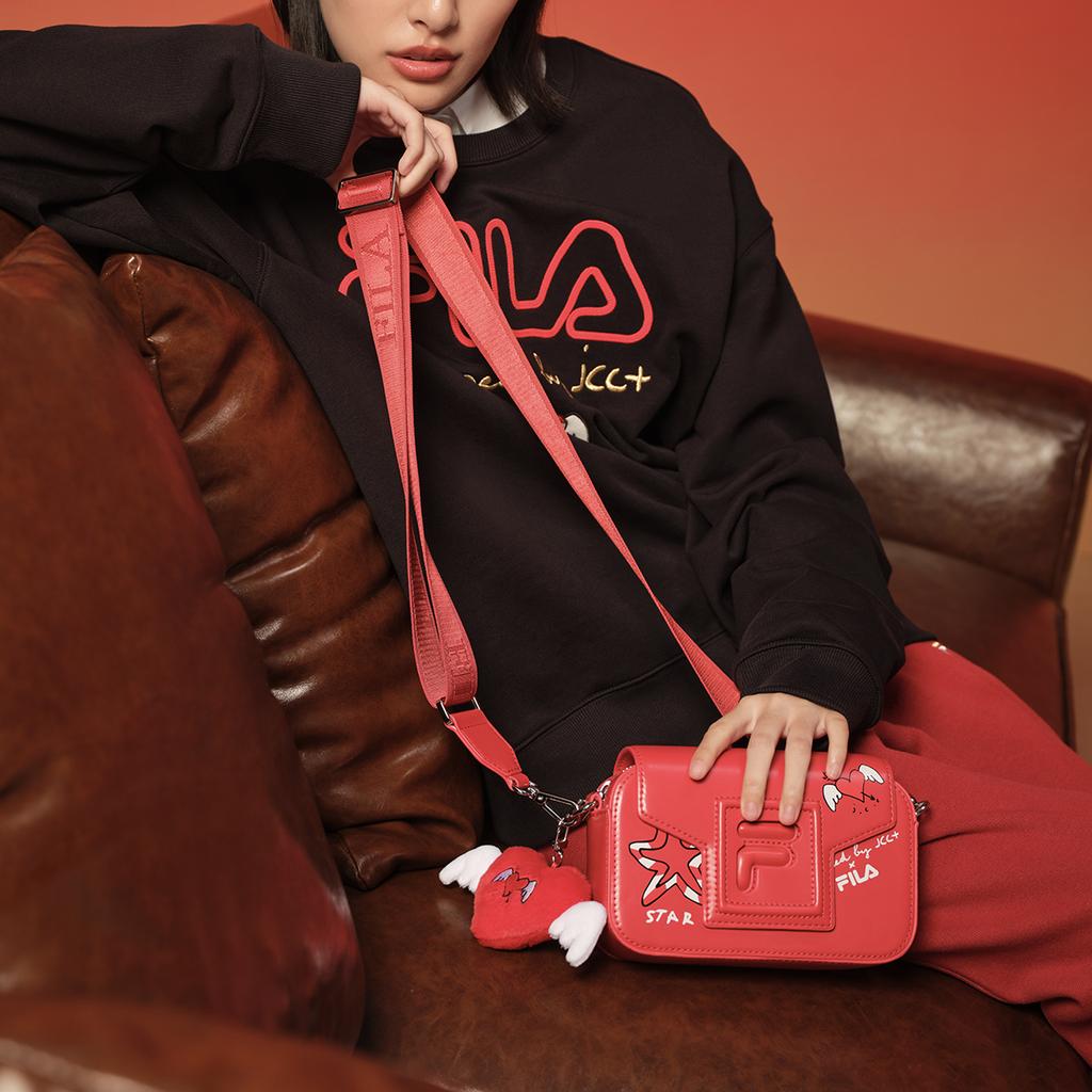 Fila Оригинальная Коробка Маленькая Сумка Через Плечо Повседневная Мода Личность Модная Универсальная PU Сумка Через Плечо Женские сумки Легендарный-Красный F13W519172FRD