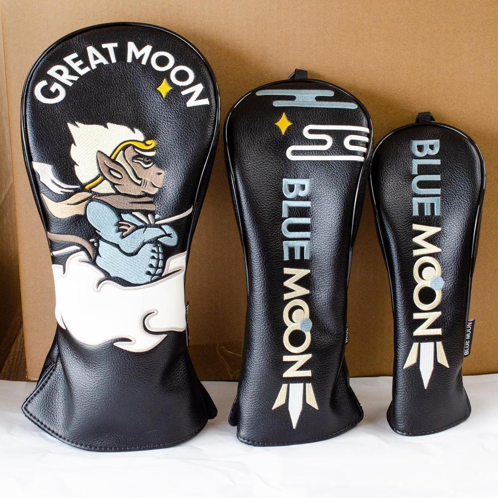 Blue Moon Fairway Wood Headcover Star FAT Golf Club Cover (6 Series) [ver.6.1 E-Kasumi Logo] (Black)