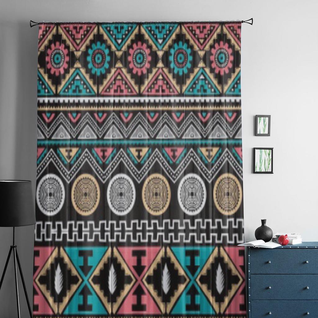 Цветные тюлевые прозрачные шторы с этническим узором для гостиной, спальни, кухни, украшения, вуаль, шторы из органзы