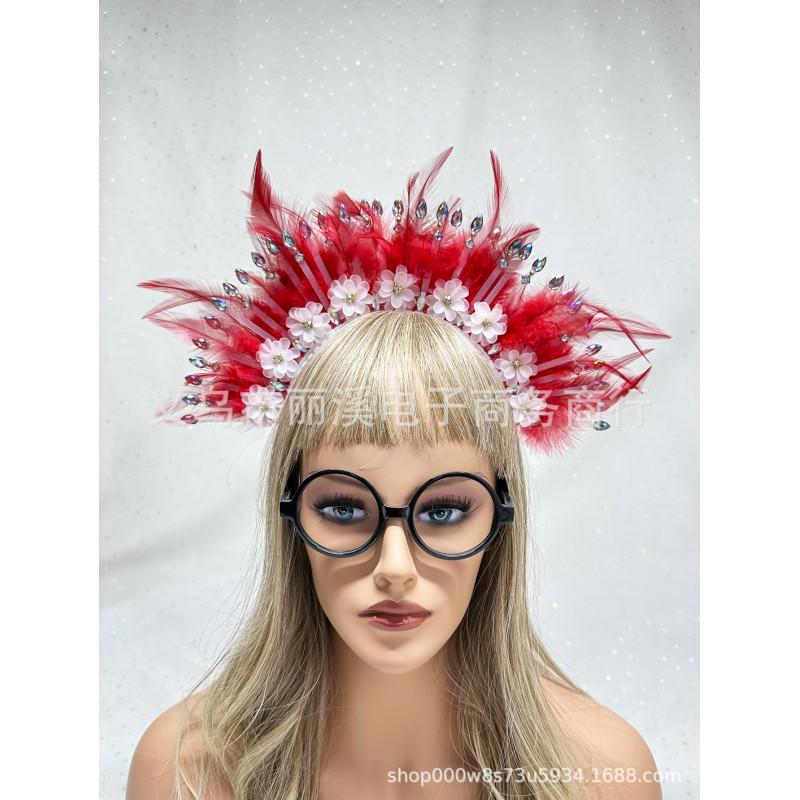 Feather Hair Band Halloween Party Cosplay Festival Costume Accessory Unisex Headpiece