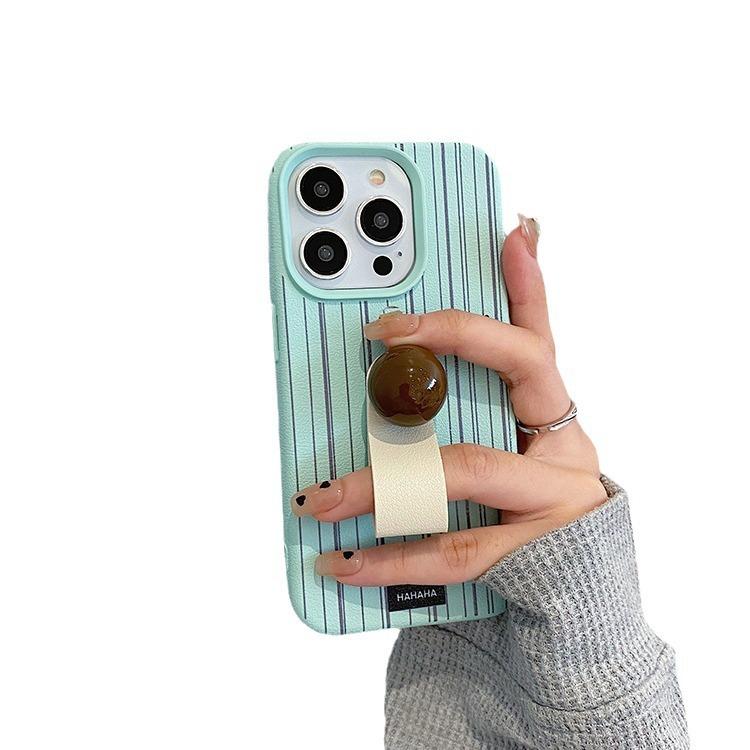 Корейский стиль Полосатая Трехмерная Пряжка-кольцо-шарик для IPhone17 для Apple 14 Чехол для мобильного телефона 13 Новая модель 15