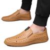 Men'S Sandals Leather Business Hollow Punching Men'S Shoes Soft Sole Hole Dad Leather Shoes White