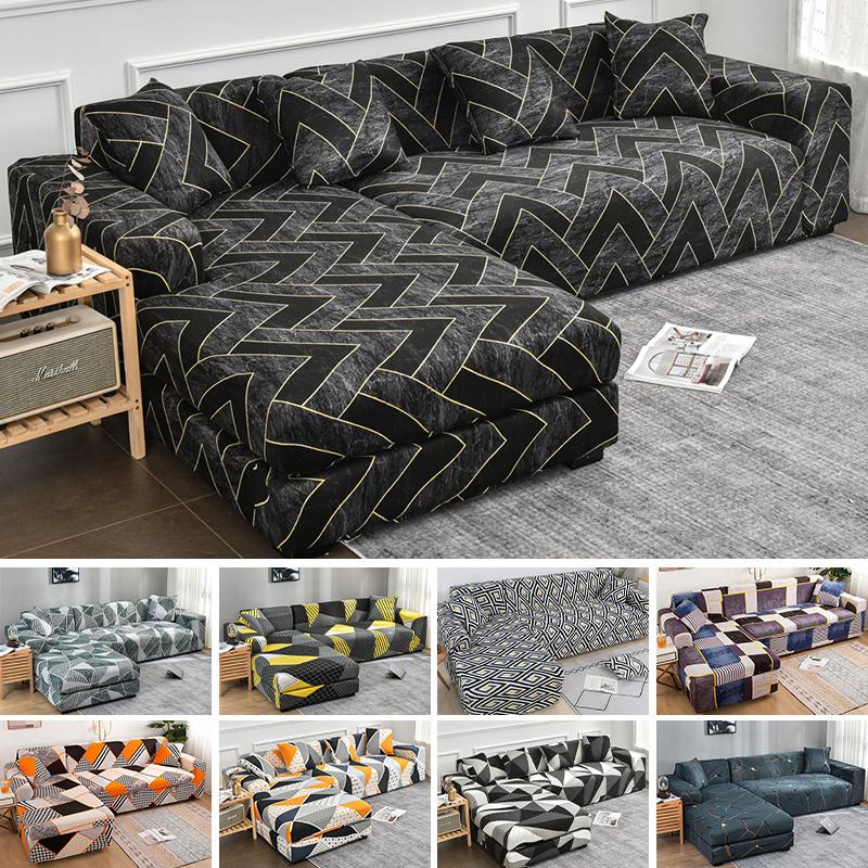 Геометрический принт Чехол на диван Чехол на диван Sofa Coverastic Чехлы для защиты от животных Шезлонг Защита L-образный Пылезащитный Машинная стирка 1 шт.