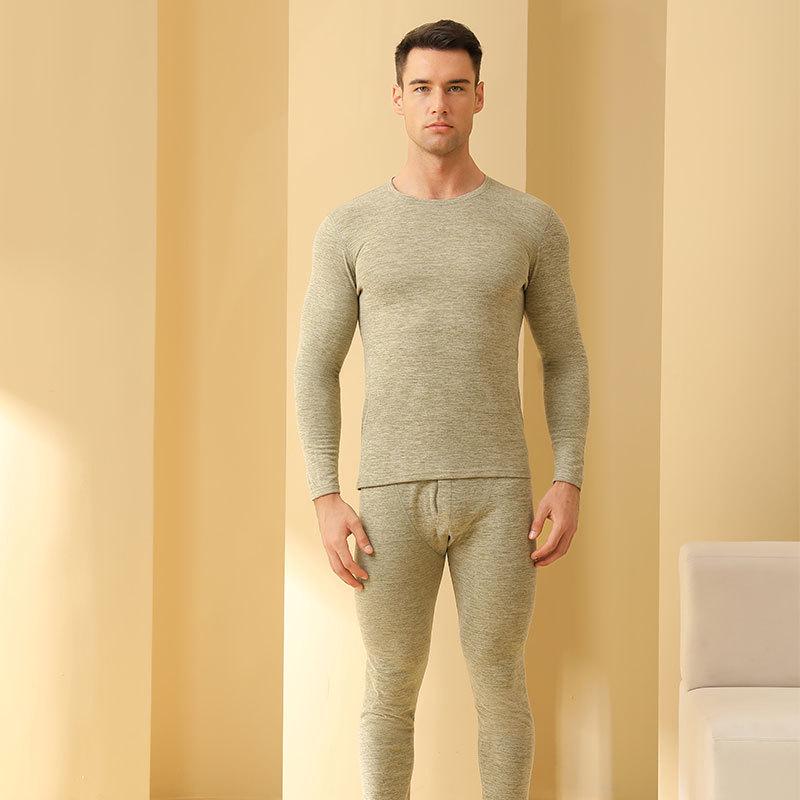 Мужской комплект термобелья из шерсти и шелка - цветной осенне-зимний базовый слой для пар