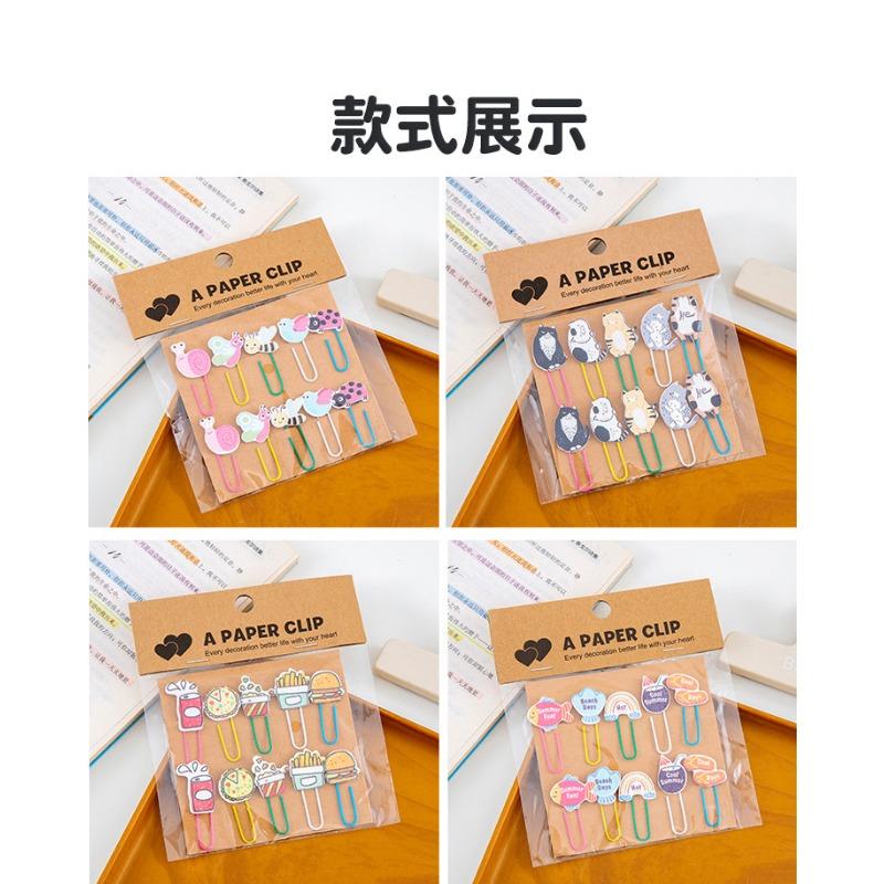 Creative Cartoon Animal Colored Wooden Paper Clip Bookmark For Student Notebooks