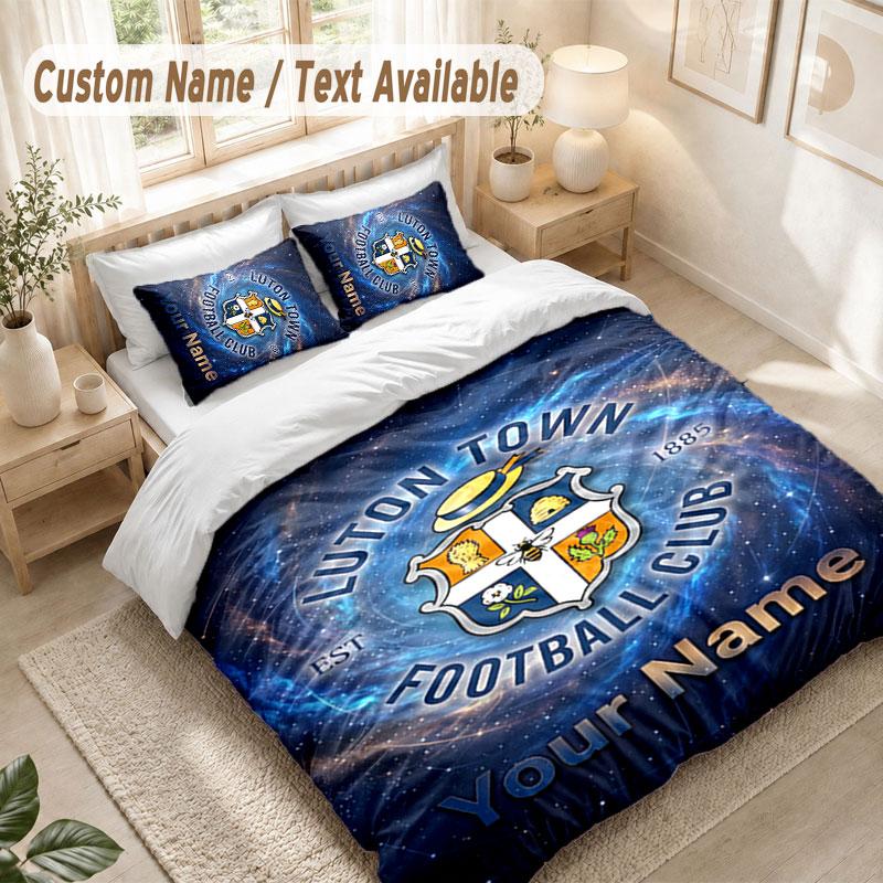 Custom Name Bedding Set 3 PiecesLuton Town Print Duvet Cover + 2 Pillowcases Soft Bed Decor