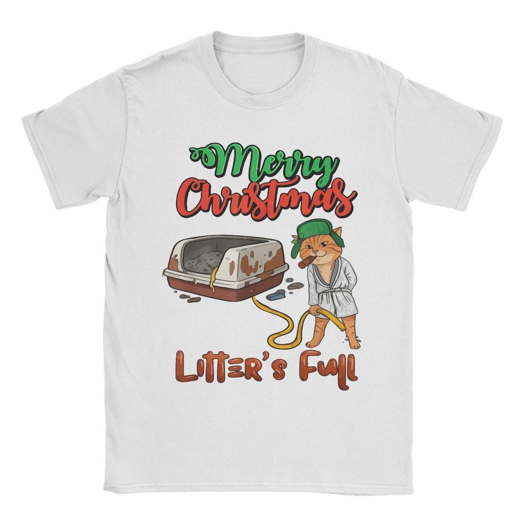 Litter's Full Merry Christmas Funny Cat Lovers Holidays Xmas T Shirt Men T-Shirts Beach O Neck Tees Wholesale Big Size Clothing