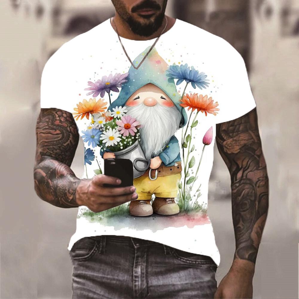 Мужская футболка с ярким пейзажным принтом - Мягкая полиэстеровая футболка с круглым вырезом, слегка тянущаяся, машинная стирка, базовая вещь на все сезоны для улицы