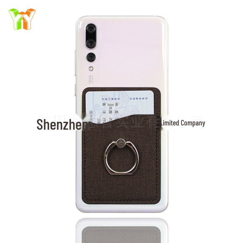 Кожаная подставка для телефона с кольцом на палец, карманом для карт и опорой — портативная наклейка на заднюю панель