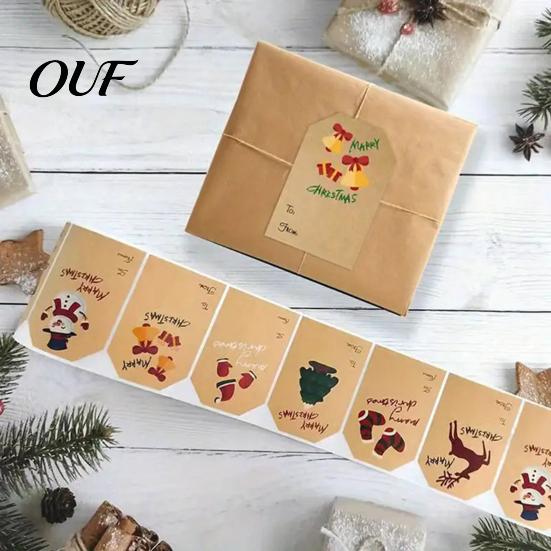 Present Sealing Stickers 250PCS/Roll Christmas Tags, Self Adhesive Labels with Writing Surface, Writable Seasonal Packaging for Decorative Envelopes