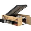 ODYSSEE Adult Storage Bed - 140x190/200 Cm - With Lift-up Storage - Oak and Black Decor - 166.2 X 66.5 X 205.8 Cm