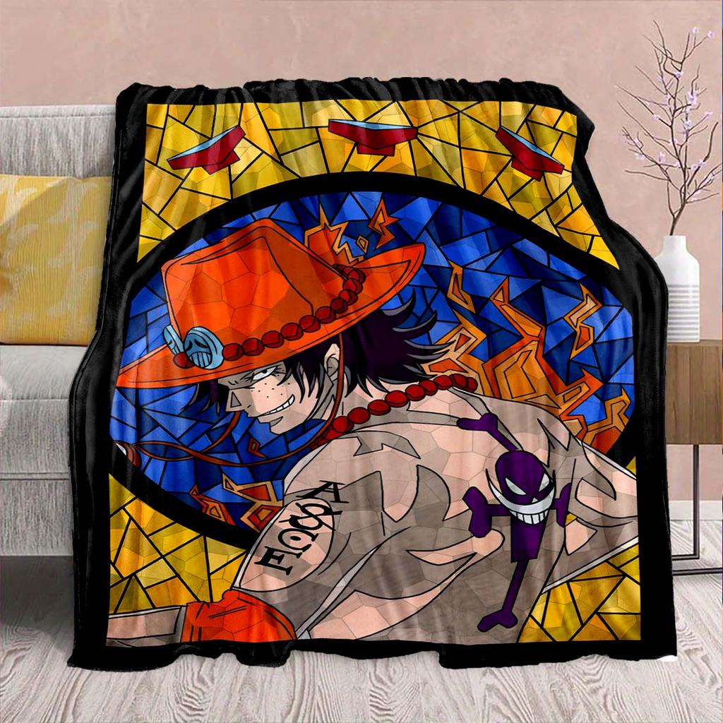 Фланелевое одеяло из аниме One Piece - Мягкое, теплое, идеально подходит для дивана, постельного белья, кемпинга, путешествий, офиса, домашнего декора -QJY