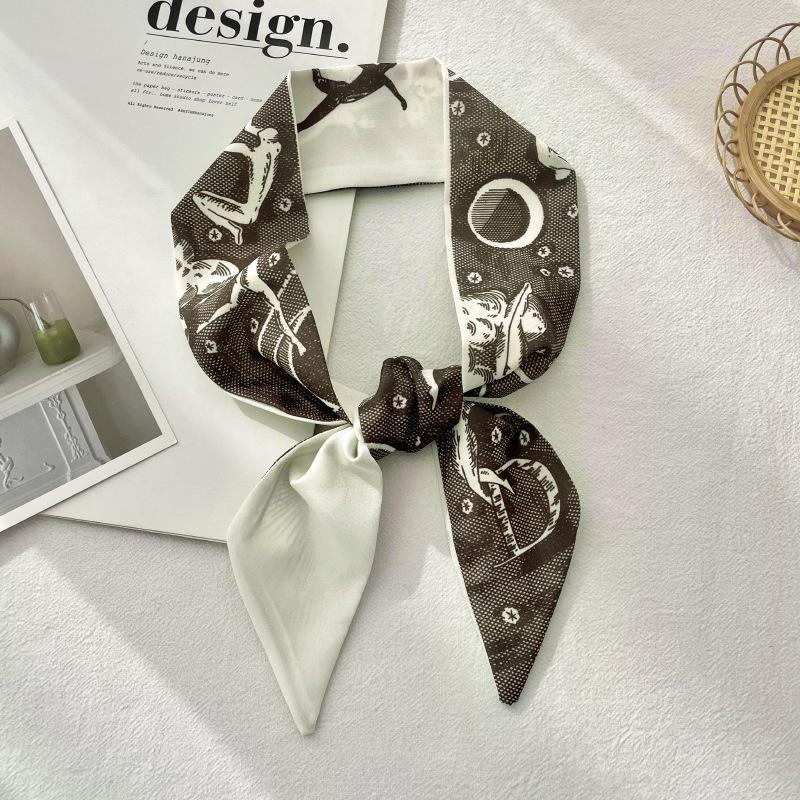 Long Silk Scarf Atmosphere New Thin Narrow Tie Bag Gift Strap Headband Small Tie