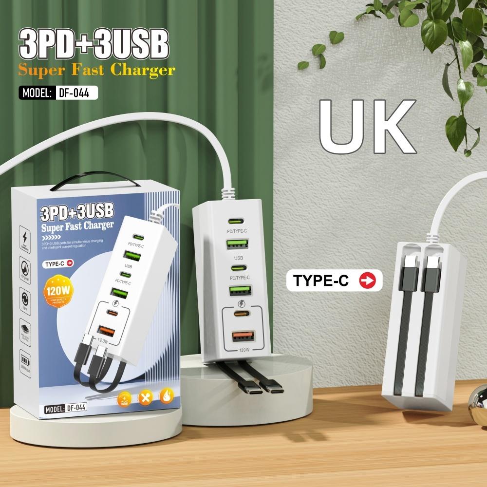 Сетевой фильтр-удлинитель USB Type C 120 Вт с 2 USB C кабелями для передачи данных, быстрая зарядка, вилка для зарядки телефона, электрическая розетка US/UK/EU