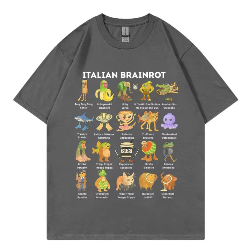 Funny Italian Brainrot Meme T-shirts Men Women Clothing Fashion Cartoon Short Sleeve T Shirt Summer Casual Loose Cotton T-shirts