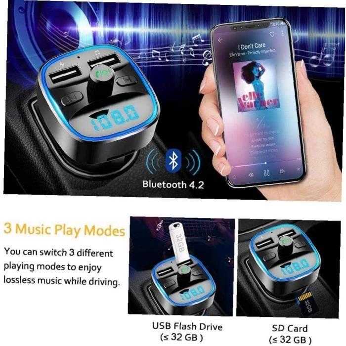 TRANSMETTEUR FM DE VOITURE Bluetooth Transmetteur FM Bluetooth Adaptateur sans fil voiture lecteur mp3 C57 charge rapide Radio v102
